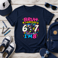 Kids T-Shirt "Bruh I Survived 6 7 I'm 8" Colorful Skate Birthday Tee