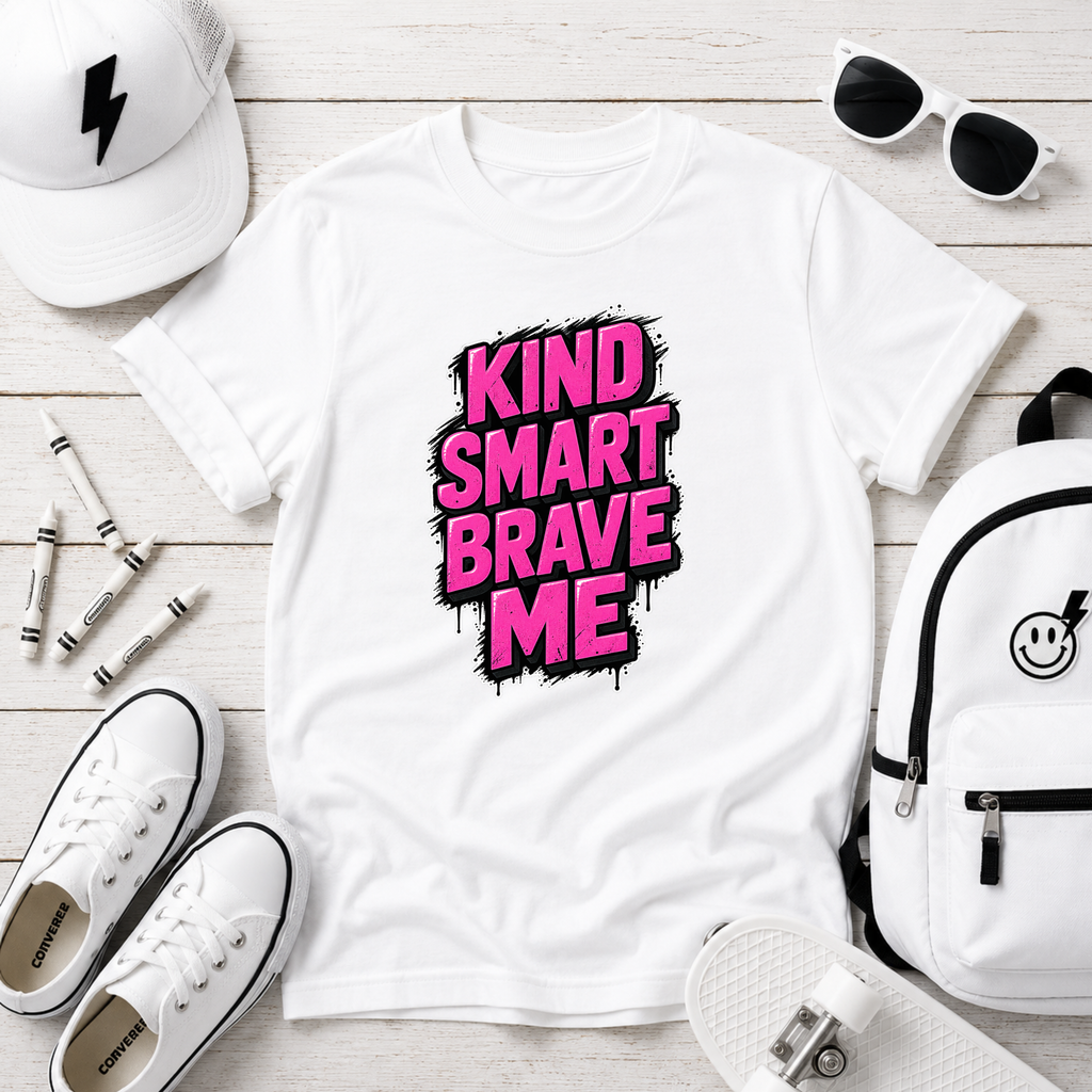 Kids T-Shirt - "Kind Smart Brave Me" Positive Empowerment Tee