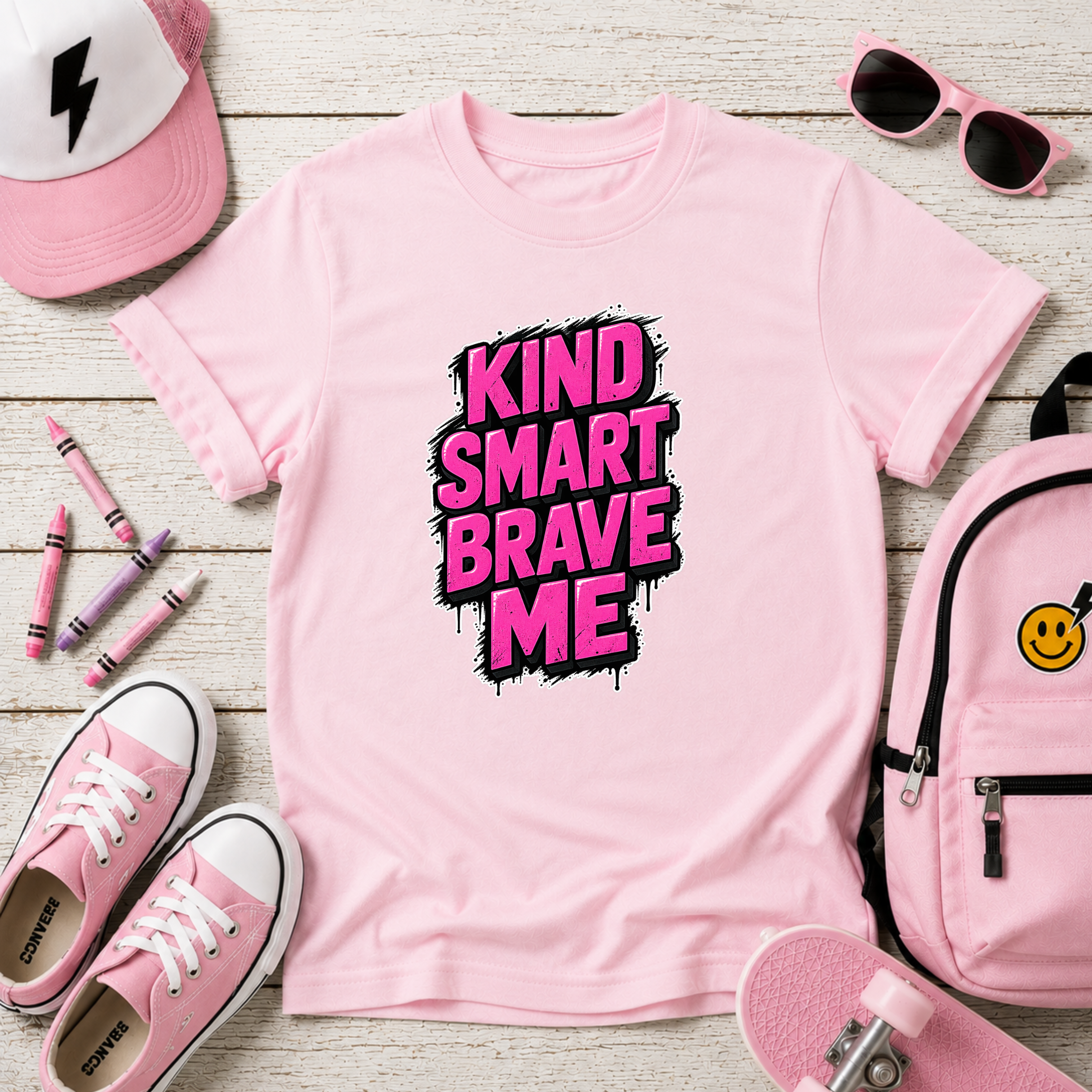 Kids T-Shirt - "Kind Smart Brave Me" Positive Empowerment Tee