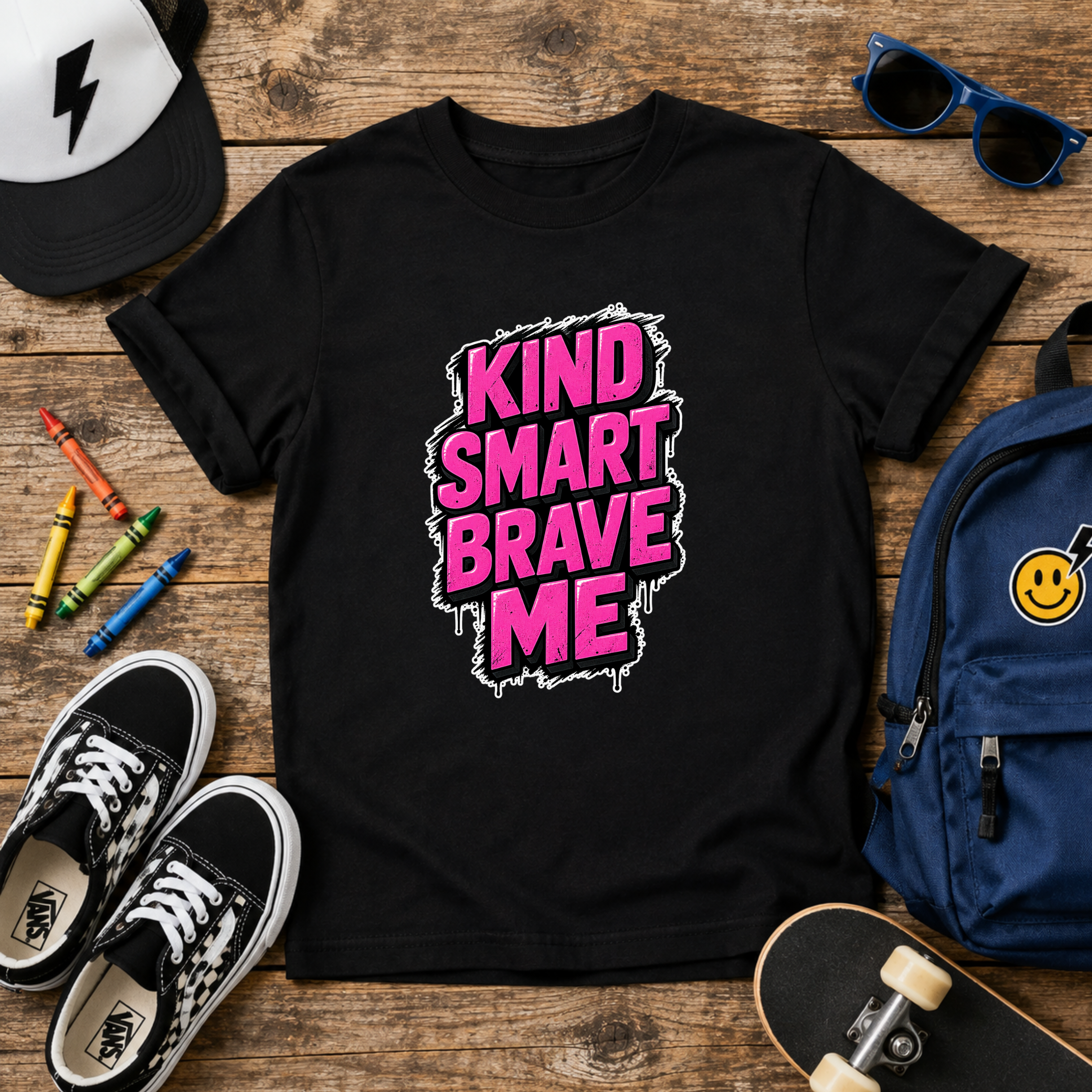 Kids T-Shirt - "Kind Smart Brave Me" Positive Empowerment Tee