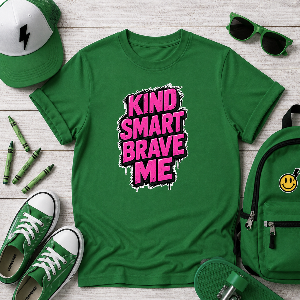 Kids T-Shirt - "Kind Smart Brave Me" Positive Empowerment Tee