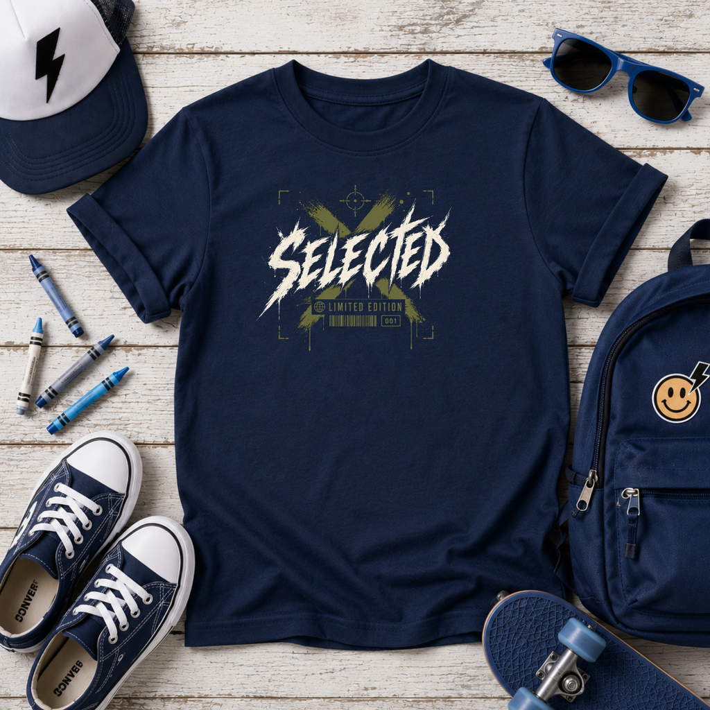 "Selected" Graphic Kids Tee Edgy Streetwear T‑Shirt for Boys & Girls