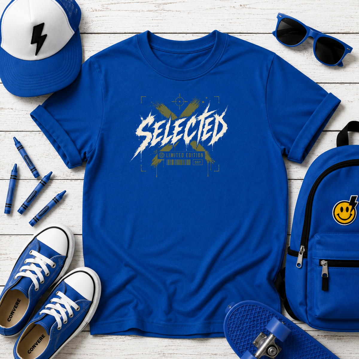 "Selected" Graphic Kids Tee Edgy Streetwear T‑Shirt for Boys & Girls