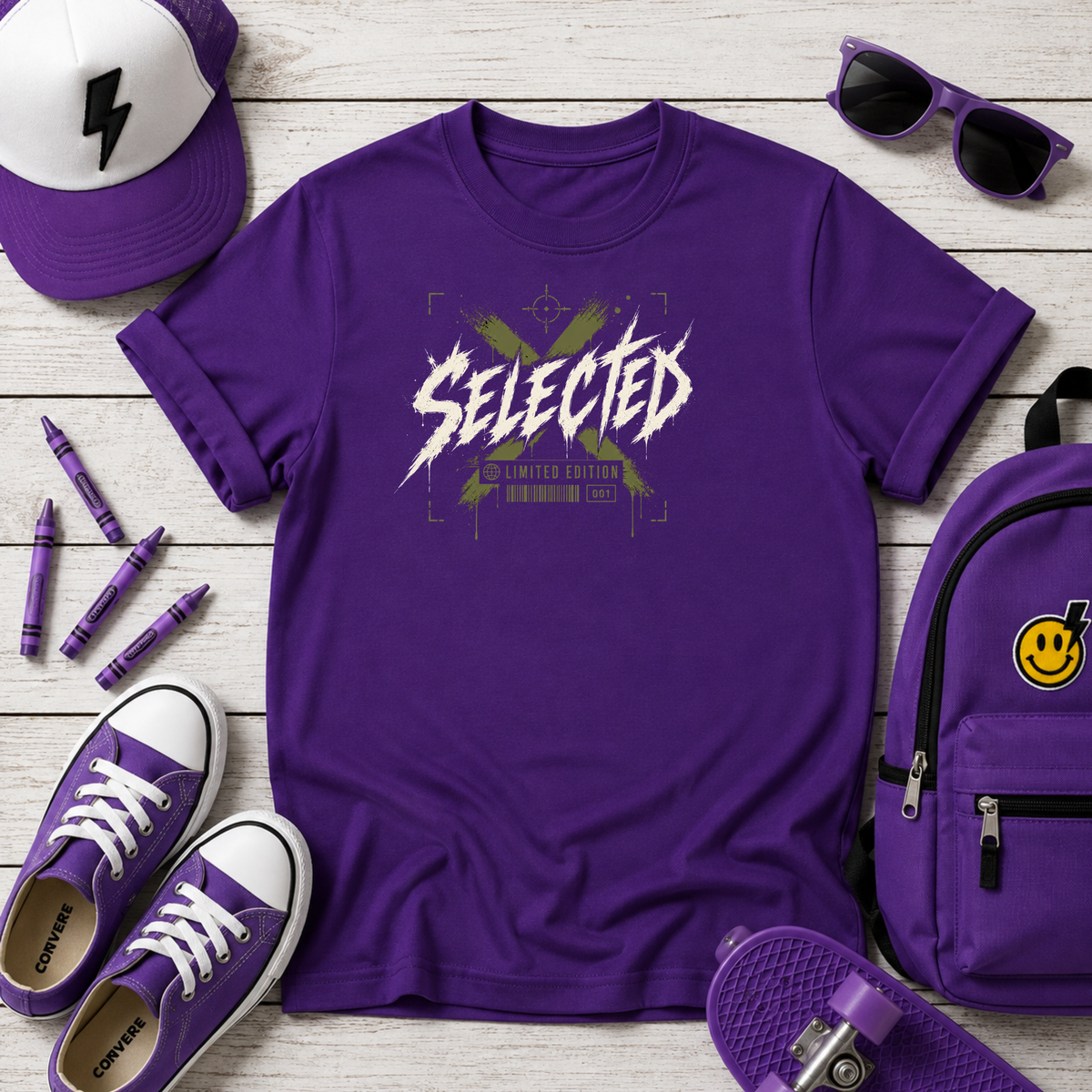 "Selected" Graphic Kids Tee Edgy Streetwear T‑Shirt for Boys & Girls