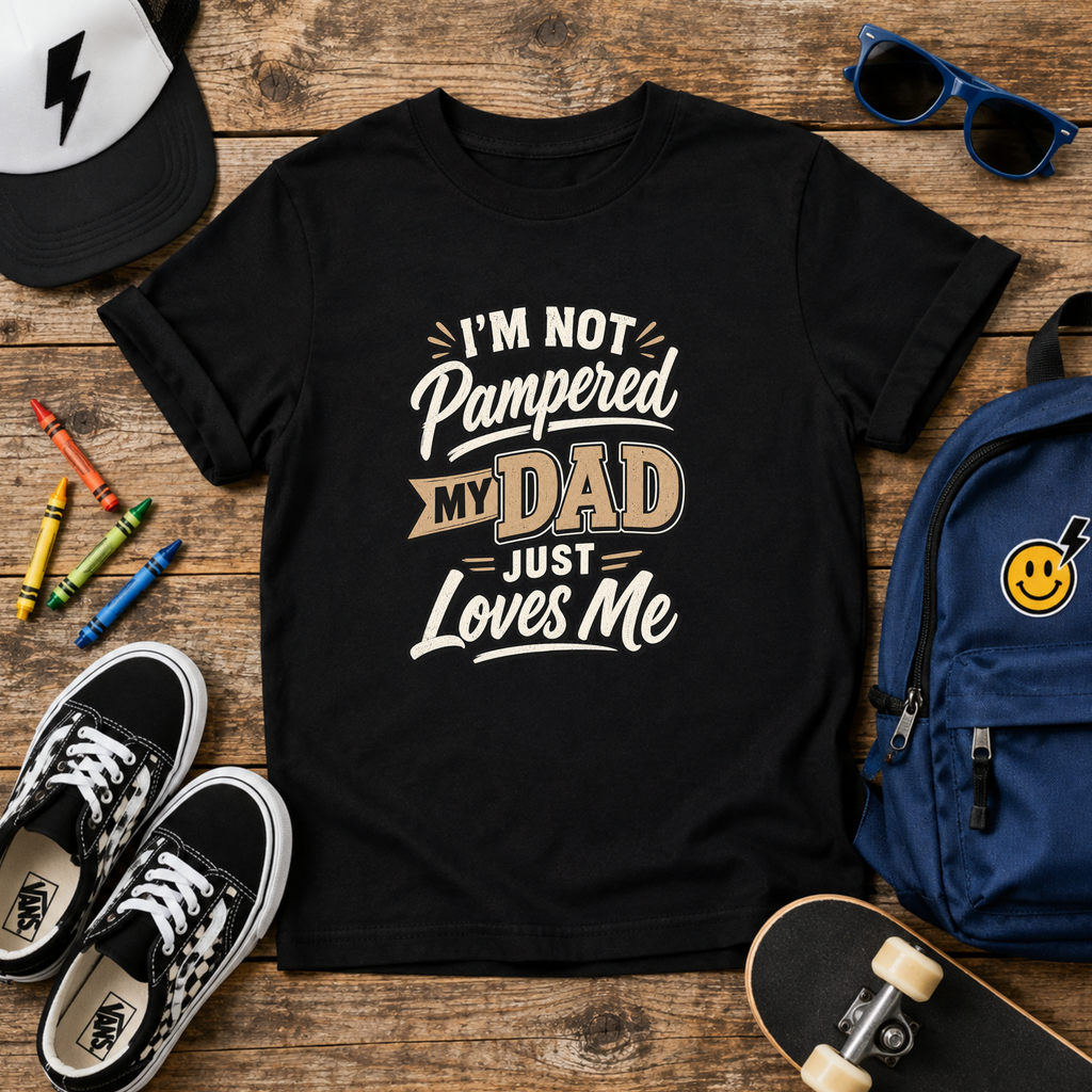 Kids Tee "I’m Not Pampered, My Dad Just Loves Me" Cute Father’s Day Shirt