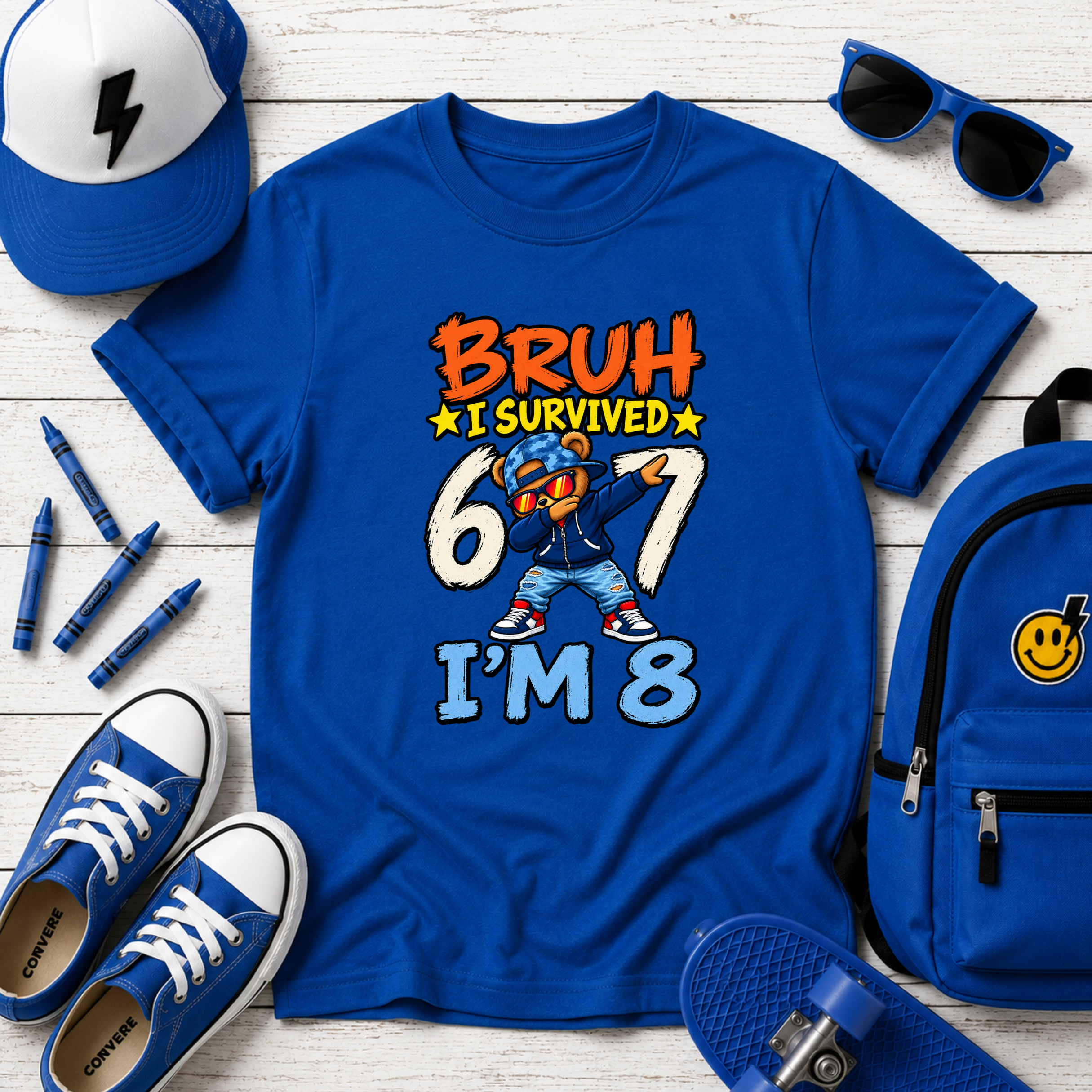 “Bruh I Survived 6/7 I’m 8” Funny Birthday Tee for Boys