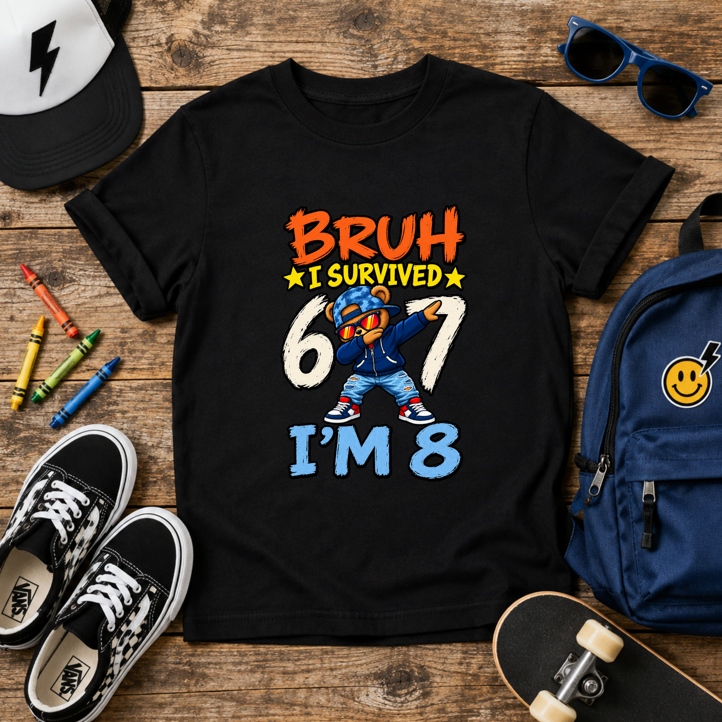 “Bruh I Survived 6/7 I’m 8” Funny Birthday Tee for Boys