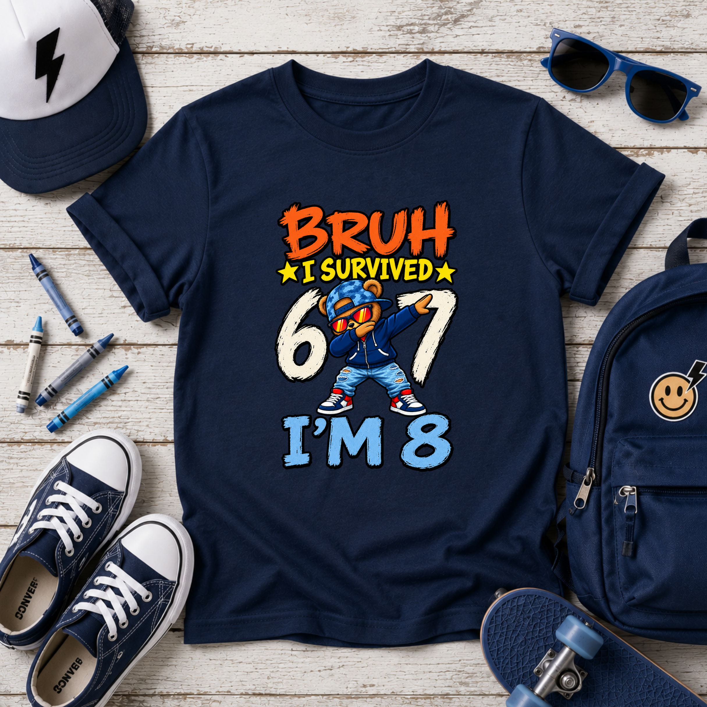“Bruh I Survived 6/7 I’m 8” Funny Birthday Tee for Boys