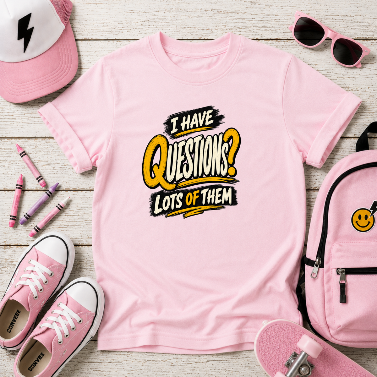 Kids T-Shirt "I Have Questions? Lots of Them" Funny Graphic Tee