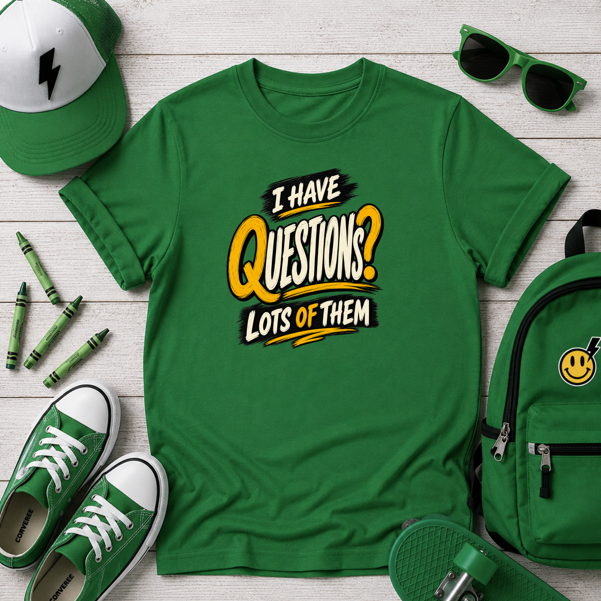 Kids T-Shirt "I Have Questions? Lots of Them" Funny Graphic Tee