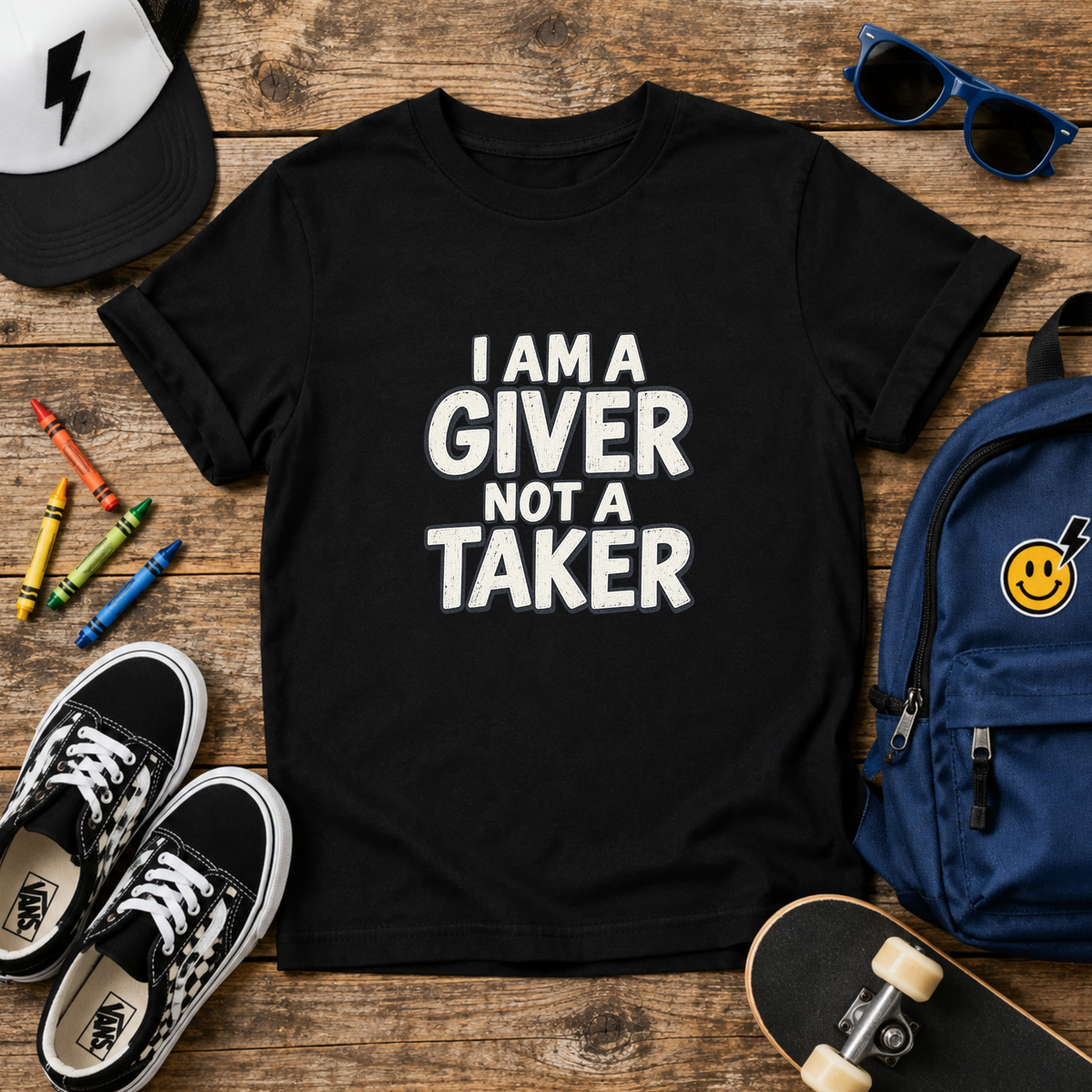Cute Kids Tee "I Am a Giver Not a Taker" Positive Message Shirt