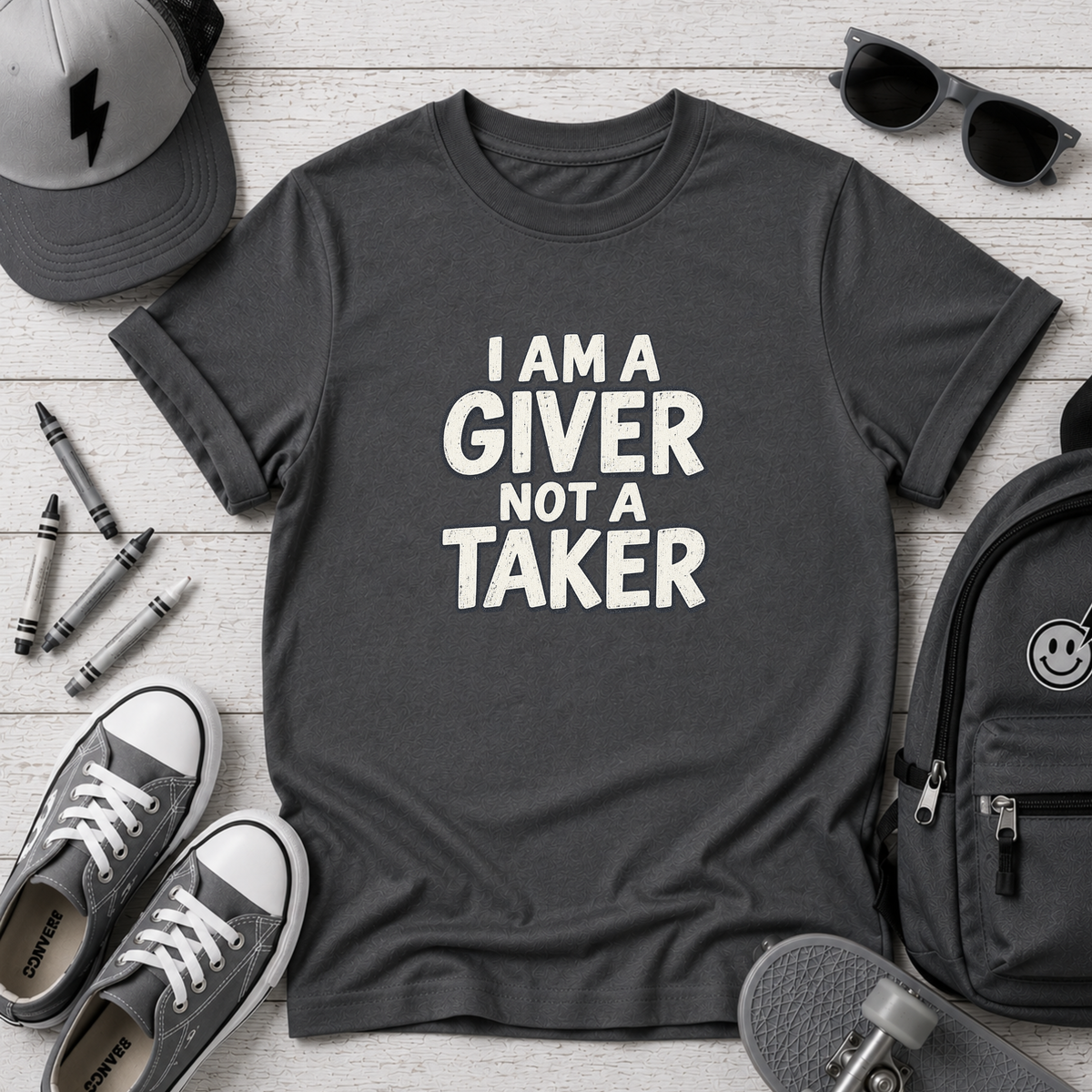 Cute Kids Tee "I Am a Giver Not a Taker" Positive Message Shirt
