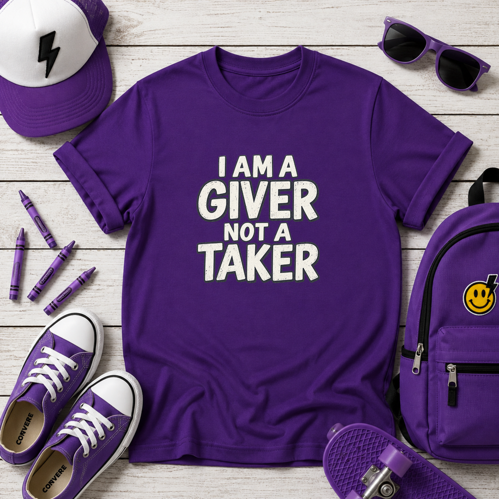 Cute Kids Tee "I Am a Giver Not a Taker" Positive Message Shirt