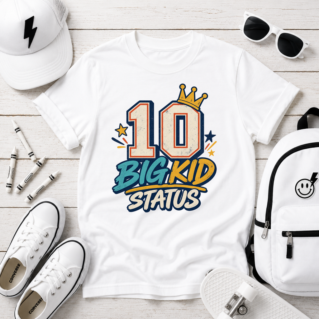 10 Big Kid Status Kids Tee 10th Birthday Shirt for Kids