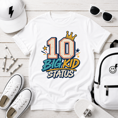 10 Big Kid Status Kids Tee 10th Birthday Shirt for Kids
