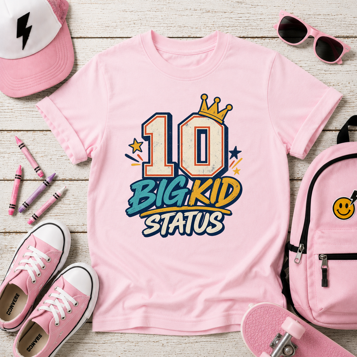 10 Big Kid Status Kids Tee 10th Birthday Shirt for Kids