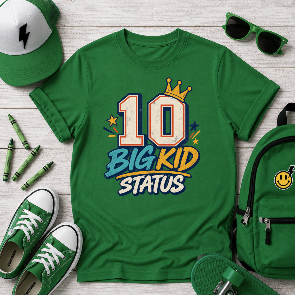 10 Big Kid Status Kids Tee 10th Birthday Shirt for Kids