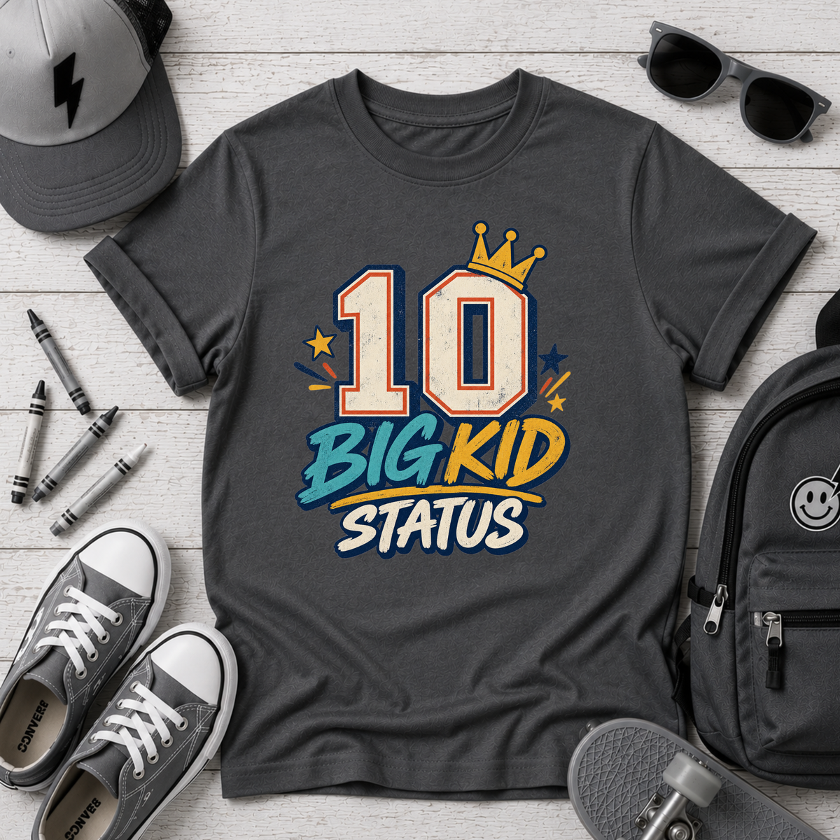 10 Big Kid Status Kids Tee 10th Birthday Shirt for Kids
