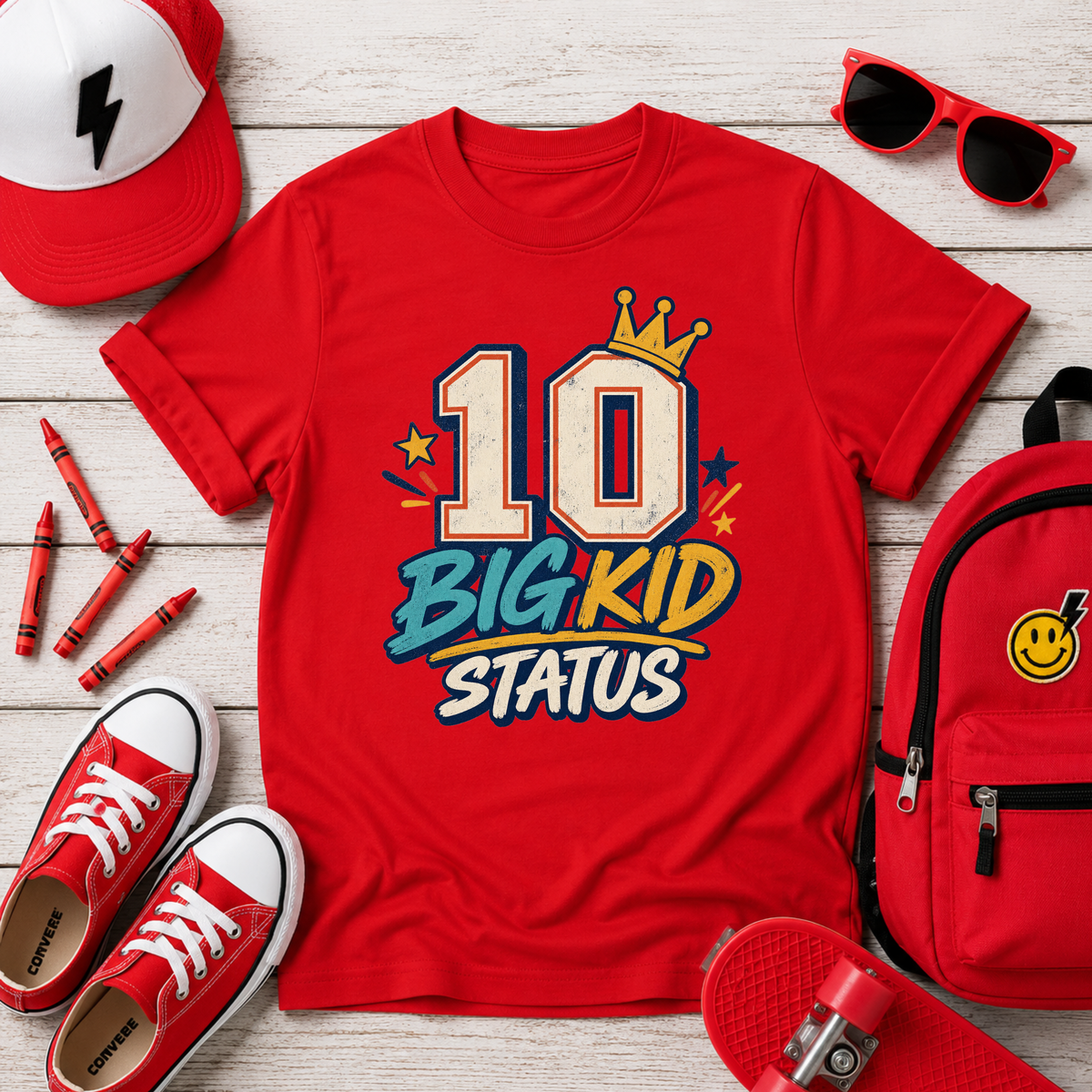 10 Big Kid Status Kids Tee 10th Birthday Shirt for Kids