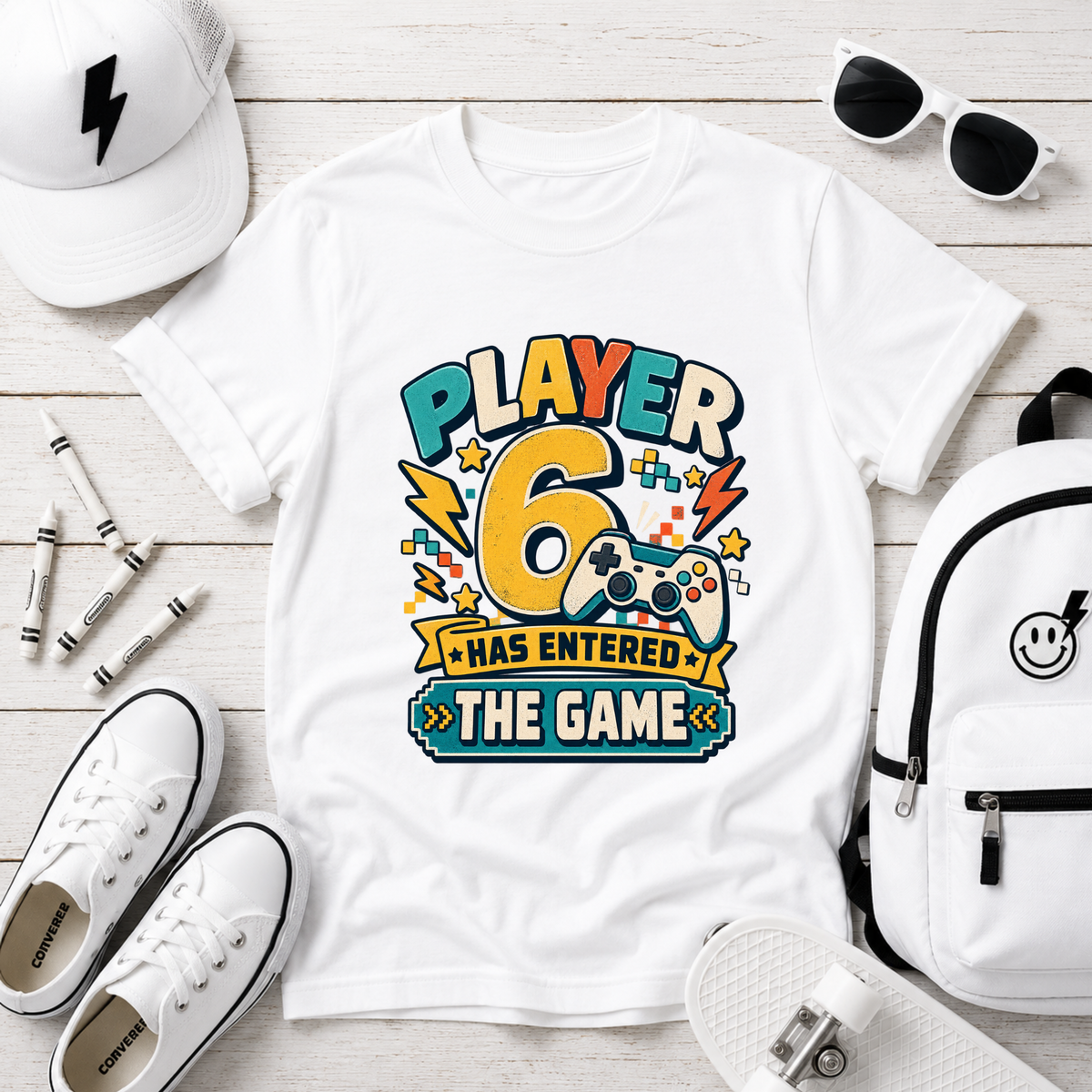 Kids Tee "Player 6 Has Entered The Game" Birthday Video Game Shirt
