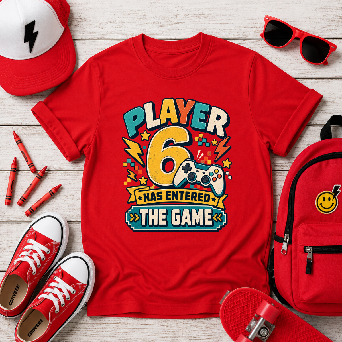 Kids Tee "Player 6 Has Entered The Game" Birthday Video Game Shirt