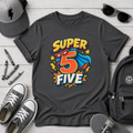 "Super 5 Five" Kids T‑Shirt Superhero 5th Birthday Tee