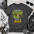 Kids T-Shirt "Officially Four" Dinosaur Birthday Tee (Ready to Roar)