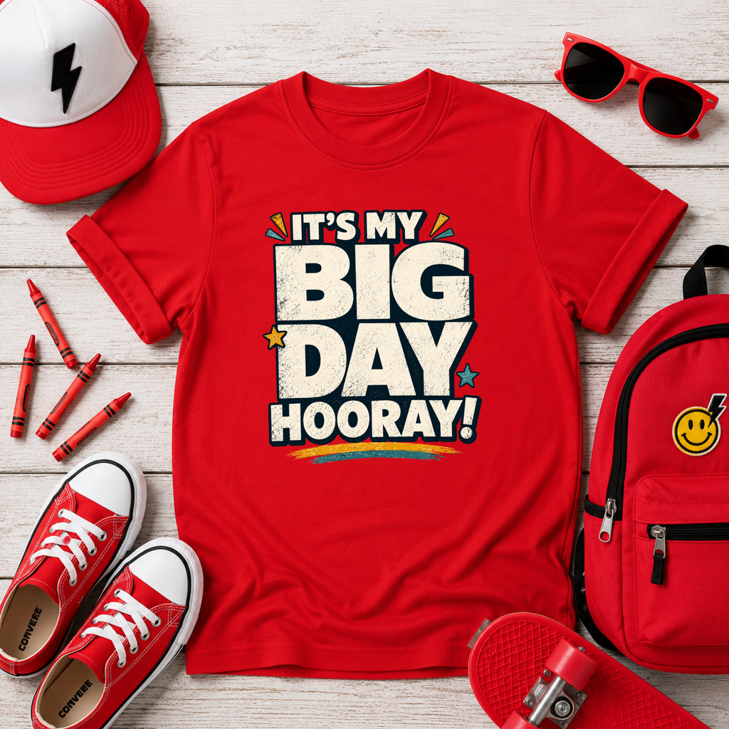 Kids T-Shirt "It’s My Big Day Hooray!" Birthday Tee