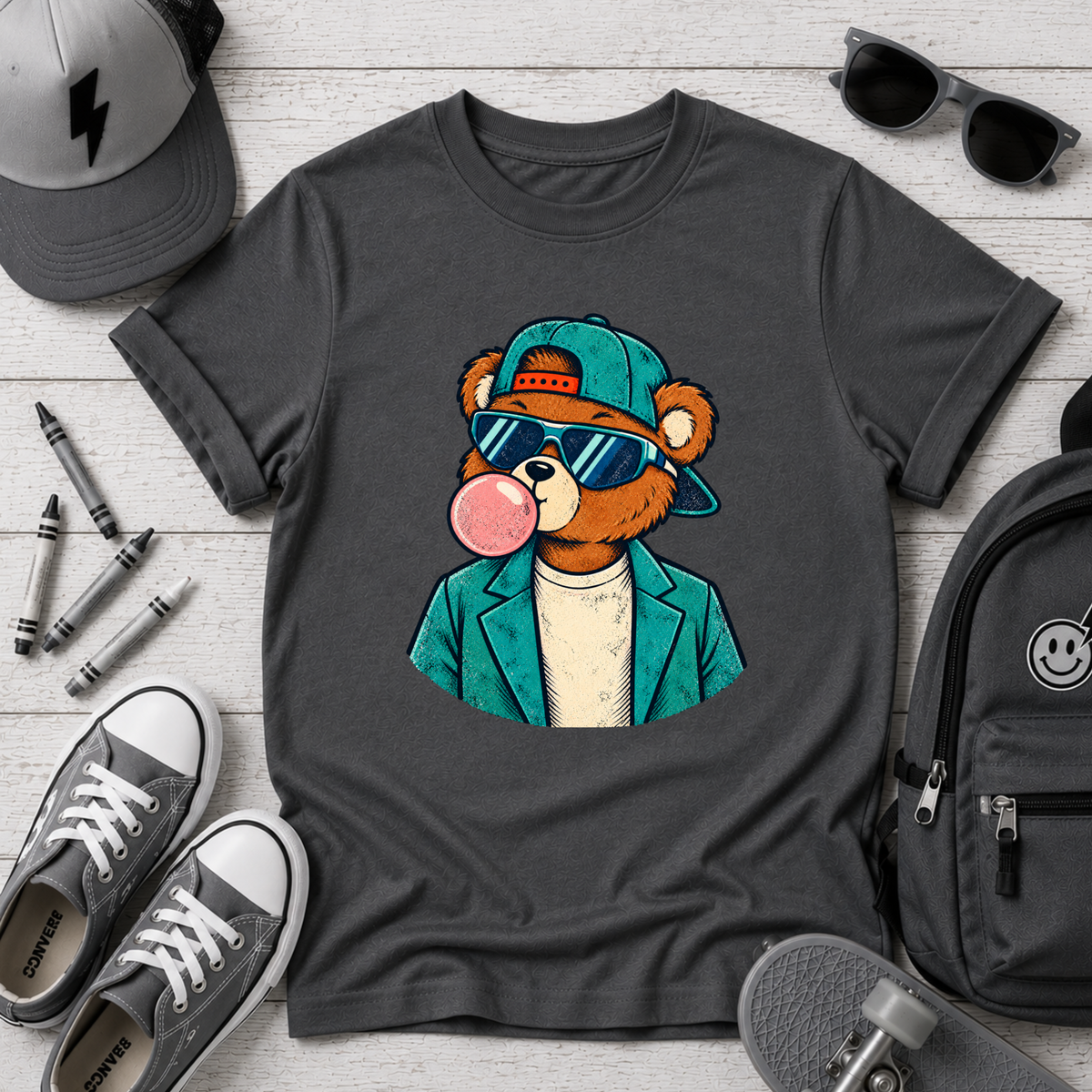 Kids T‑Shirt Cool Bear with Bubblegum Graphic Tee