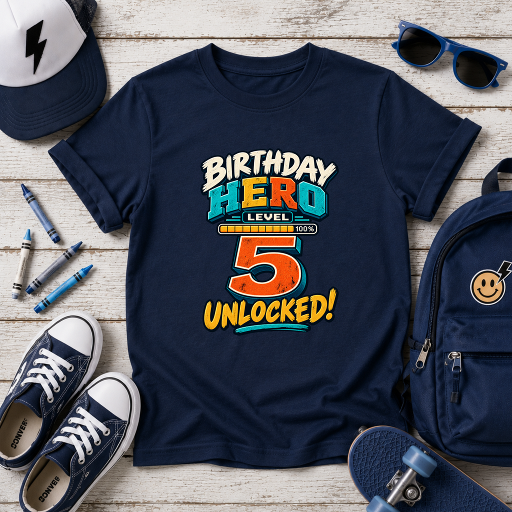 Birthday Hero 5th Birthday Kids Tee