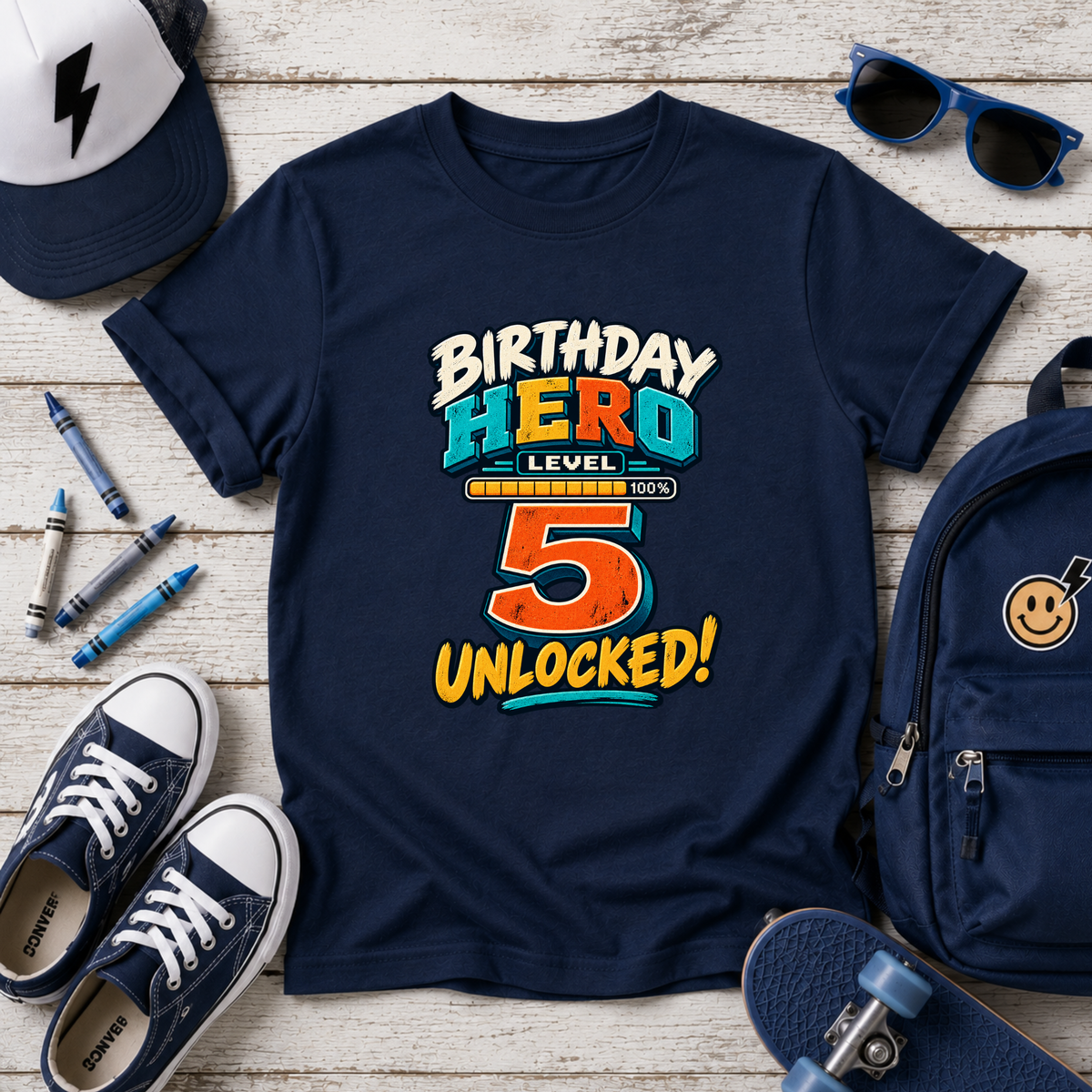 Birthday Hero 5th Birthday Kids Tee
