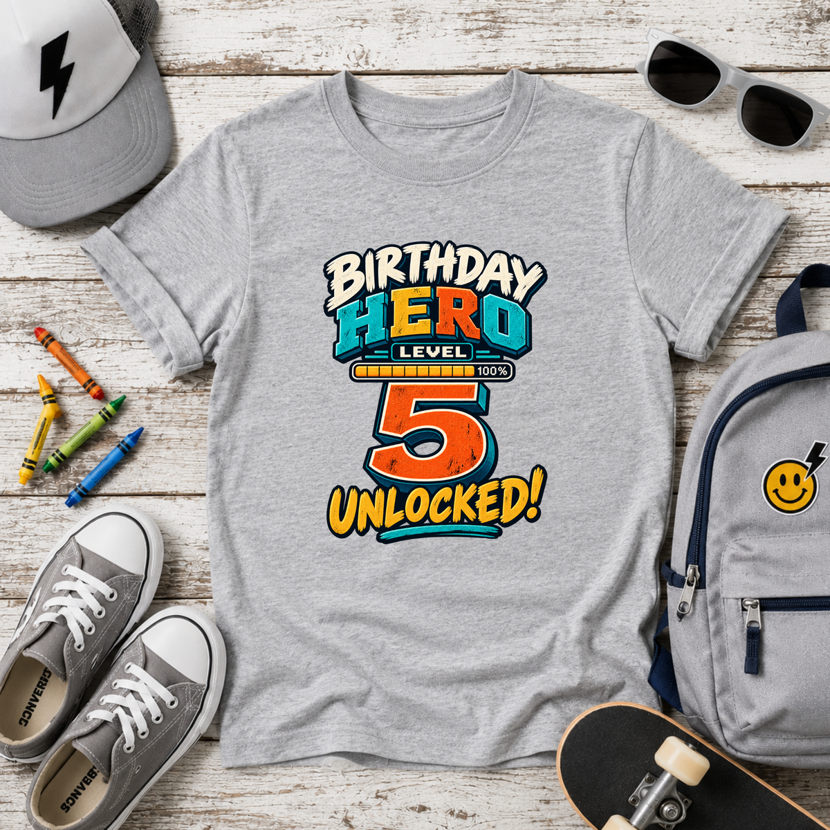 Birthday Hero 5th Birthday Kids Tee