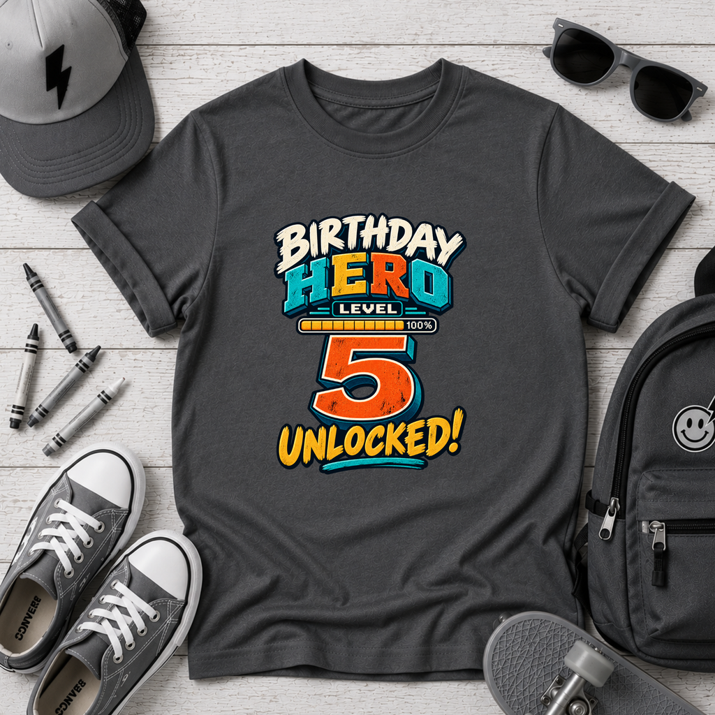 Birthday Hero 5th Birthday Kids Tee