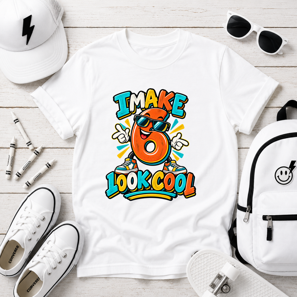 Kids Tee "I Make 6 Look Cool" Birthday Shirt (Age 6)