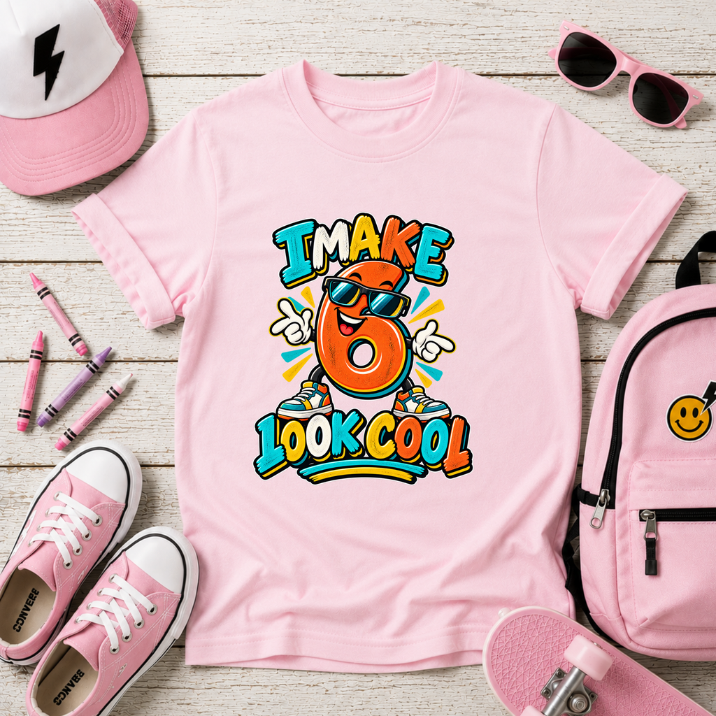 Kids Tee "I Make 6 Look Cool" Birthday Shirt (Age 6)