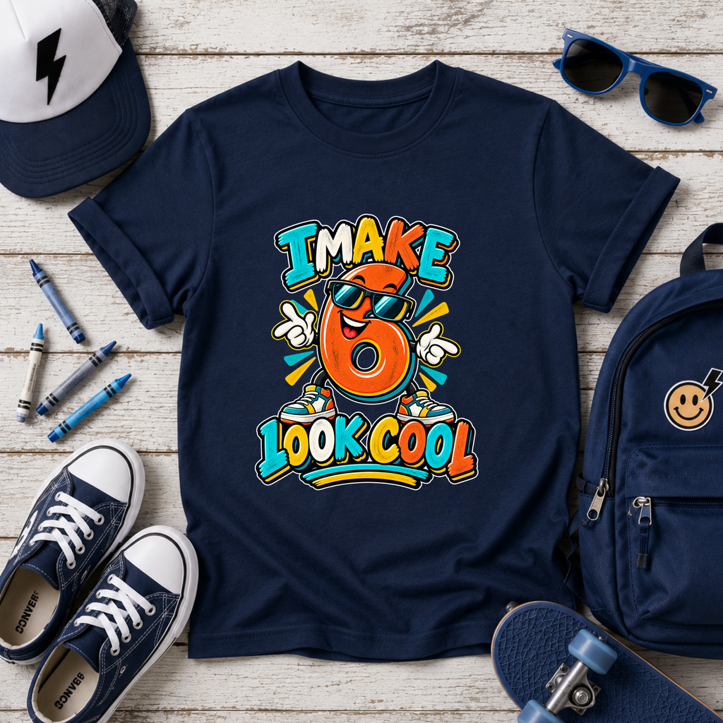 Kids Tee "I Make 6 Look Cool" Birthday Shirt (Age 6)