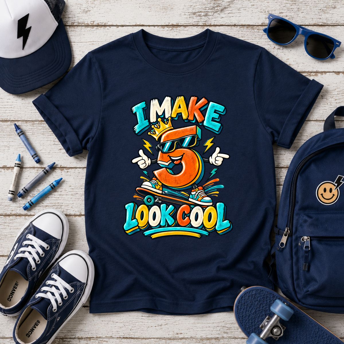 Kids 5th Birthday "I Make 5 Look Cool" T-Shirt