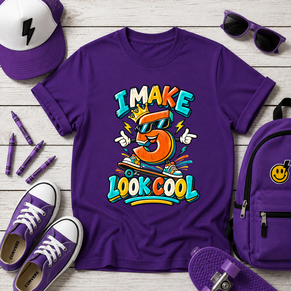 Kids 5th Birthday "I Make 5 Look Cool" T-Shirt