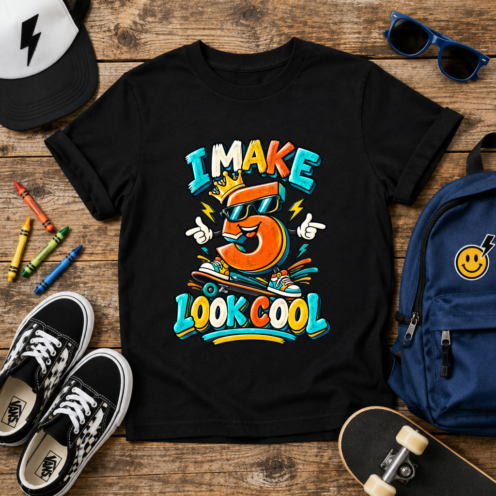 Kids 5th Birthday "I Make 5 Look Cool" T-Shirt
