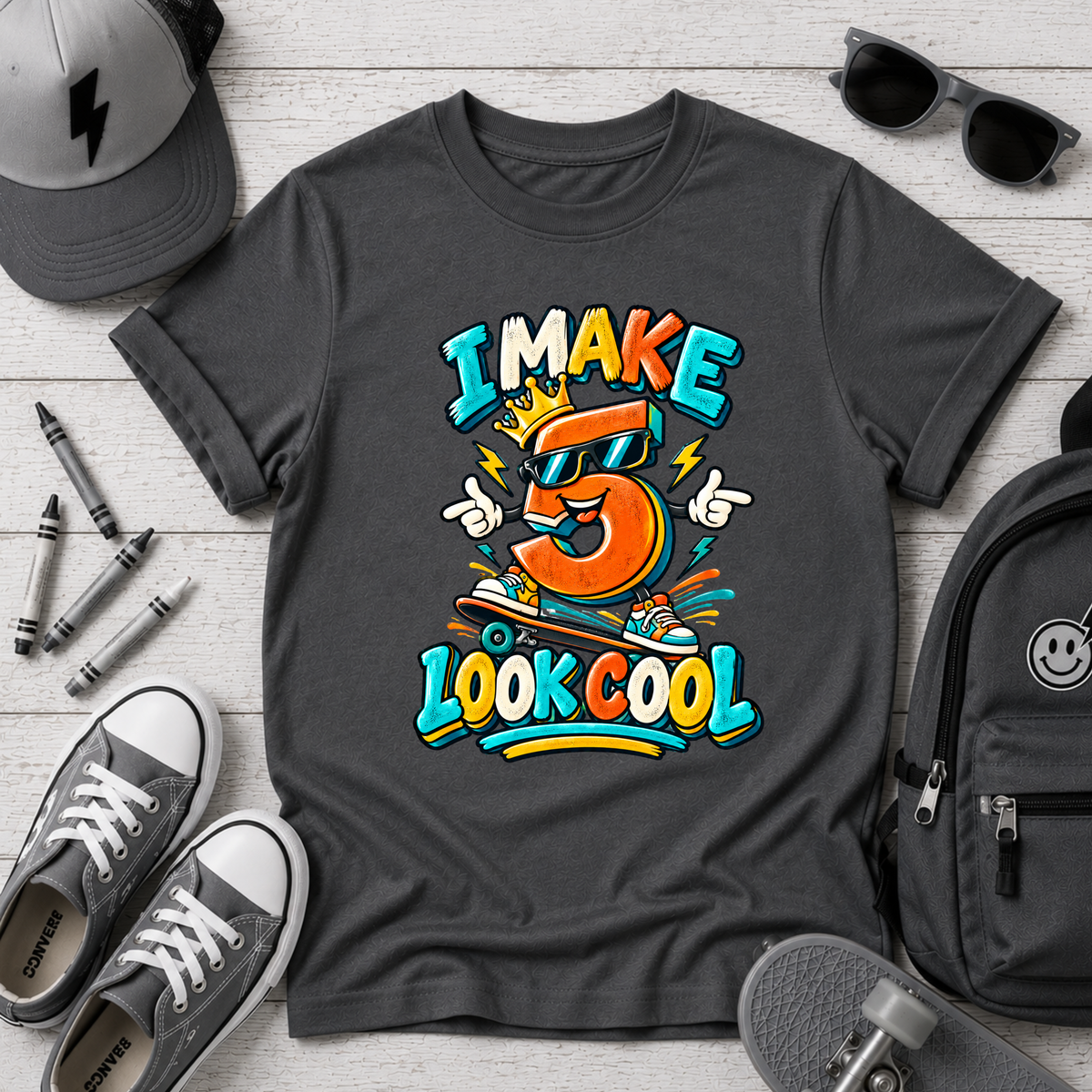 Kids 5th Birthday "I Make 5 Look Cool" T-Shirt