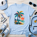 Kids Tee Colorful Tropical Palm Sunset Beach Graphic