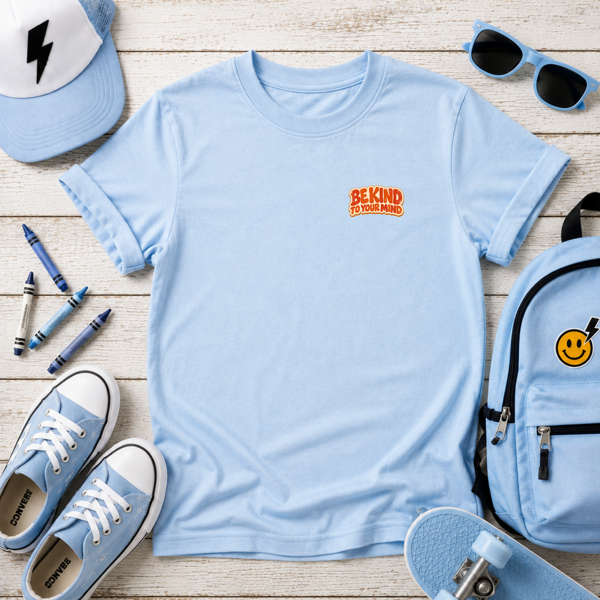 Kids Tee 'Be Kind to Your Mind' Retro Mental Health Awareness Shirt