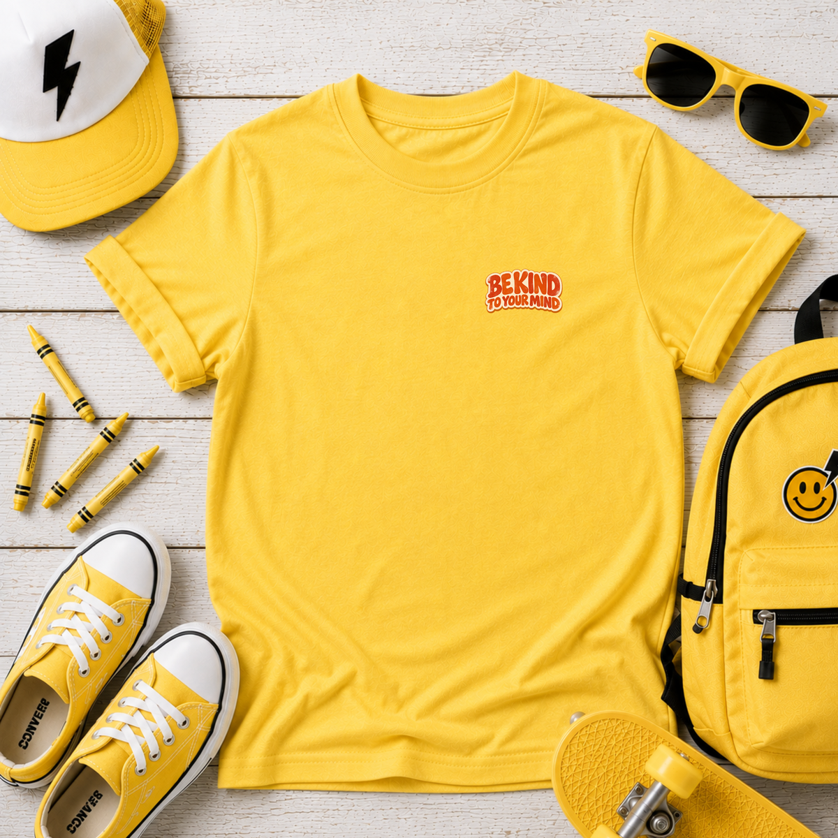 Kids Tee 'Be Kind to Your Mind' Retro Mental Health Awareness Shirt
