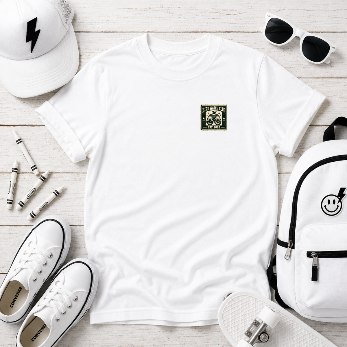 Kids Tee - Tiny Camper Patch Graphic | Adventure Camper Kids T-Shirt