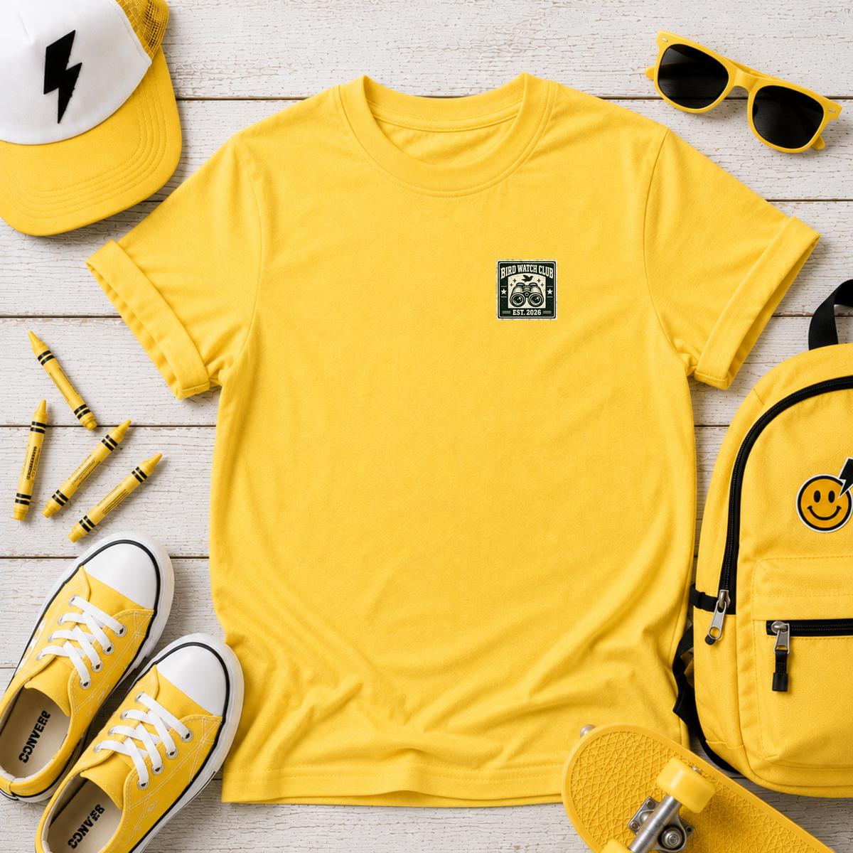 Kids Tee - Tiny Camper Patch Graphic | Adventure Camper Kids T-Shirt