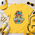 Kids Birthday Tee "Birthday Drip Mode" Colorful Cartoon Cake Shirt