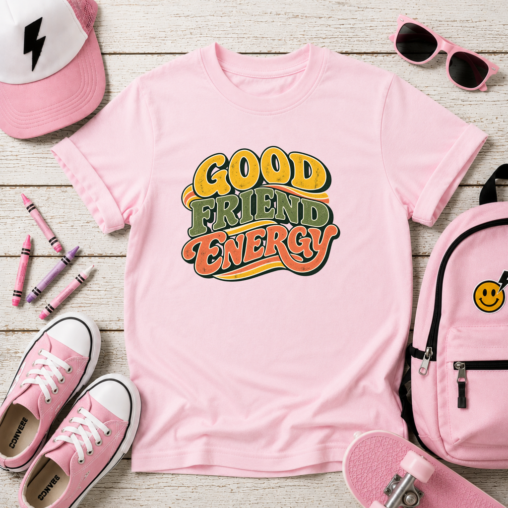 Kids T‑Shirt "Good Friend Energy" Retro Graphic Tee
