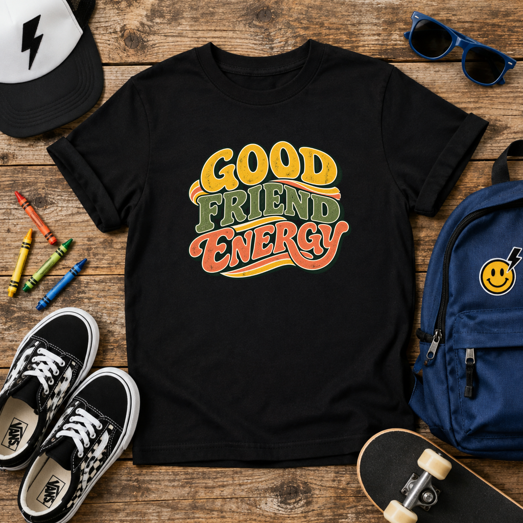 Kids T‑Shirt "Good Friend Energy" Retro Graphic Tee