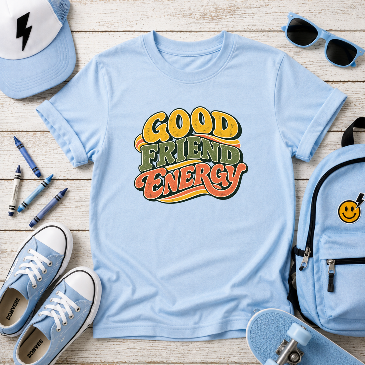Kids T‑Shirt "Good Friend Energy" Retro Graphic Tee