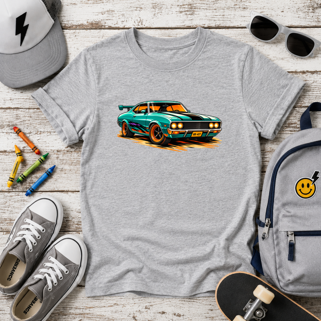 Kids Car Tee Retro Muscle Car Graphic Shirt for Boys